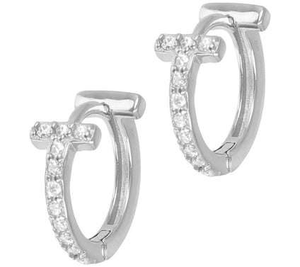 Diamonique 0.20 cttw 1/2" Hoop Earrings, Sterli ng Silver