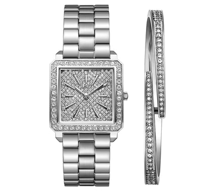 JBW Women's Crystal Stainless Diamond Watch & B racelet Set