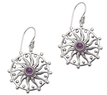 Novica Artsian Crafted Sterling Amethyst D angle Earrings