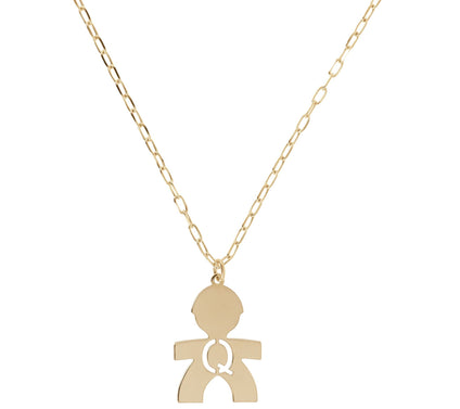 Italian Silver 18K Plated Boy Initial w/ Paperclip Link Chain