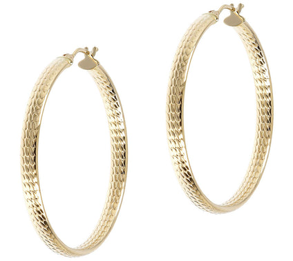 EternaGold 1-1/4" Rope Design Hoop Earrings, 14 K Gold