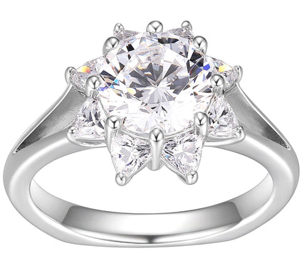 Diamonique 4.90 cttw Flower Inspired Ring, Ster ling Silver