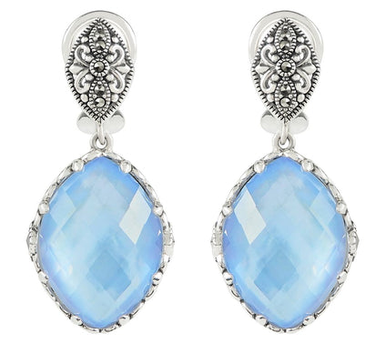 Suspicion Sterling Gemstone Doublet & MarcasiteEarrings