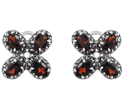 Suspicion Sterling Simulated Garnet & MarcasiteCross Earrings