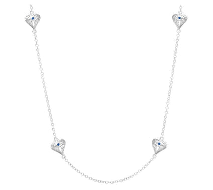 Goddaughters Sterling and Blue Sapphire Heart Station Necklace