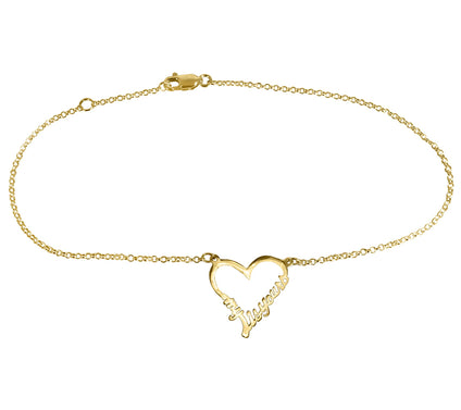 14K Gold Plated My Heart Is Yours Open Heart Anklet