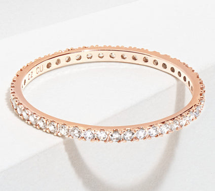 Diamonique 0.65 cttw Slim Eternity Band Ring, S terling