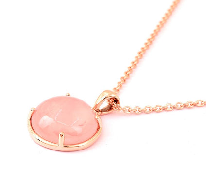 Affinity Gems 14K Rose Sterling Silver Quartz Pendant w/Chain