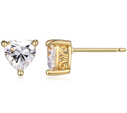 Diamonique 2.60 cttw Heart Stud Earrings, 18K Gold Plated