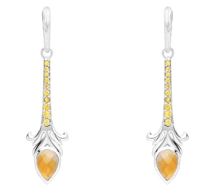 Ariva Sterling Silver Citrine & Yellow Sapphire Earrings