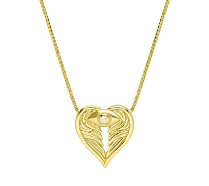 Goddaughters 14K Gold Clad Diamond Angel Eye Ne cklace