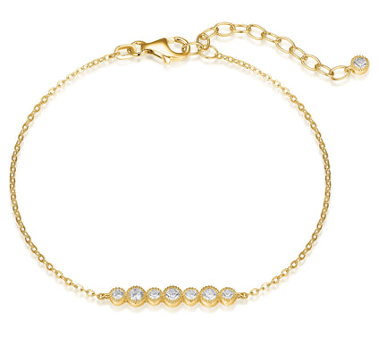 Diamonique 0.65 cttw Adjustable Bar Bracelet, 18K Gold-Clad