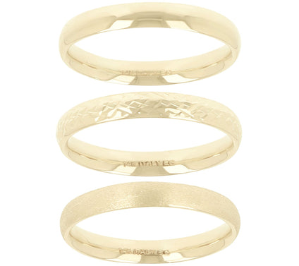 EternaGold Set of 3 Stackable Band Rings, 14K