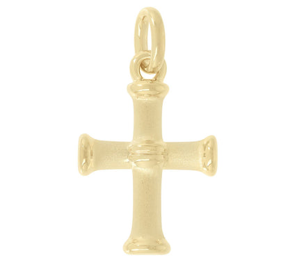 BellaOro Polis hed & Satin Cro ss Pendant, 14K Over Resin