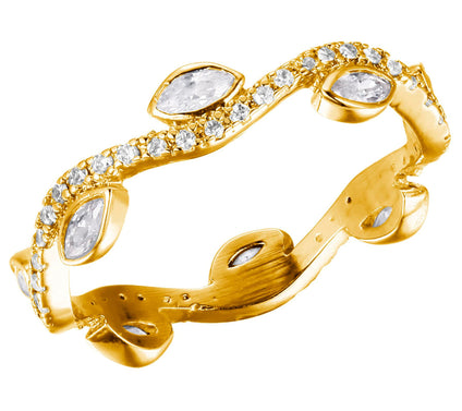 Diamonique 1.30 cttw Wave Ring, 14K Gold Clad