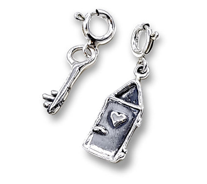 Hagit Sterling Silver Door & Key Set of 2 Charms