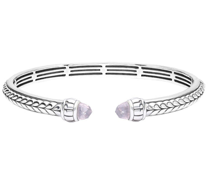Tiffany Kay Studio Sterling Herringbone Rose Quartz Cuff