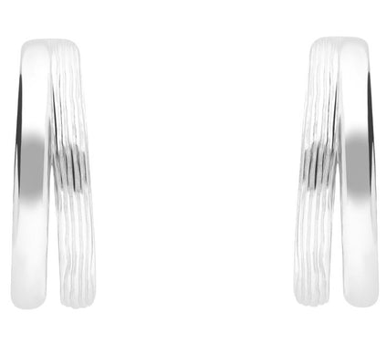 Ariva Sterling Silver Multi-Texture Split Hoop Earrings
