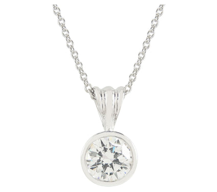 Diamonique 1.20 cttw Round Pendant w/ Chain, Sterling Silver