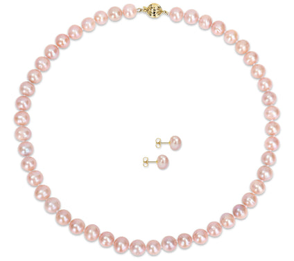 Affinity Cultured Pearl Necklace & Stud Earrings Set, 14K Gol