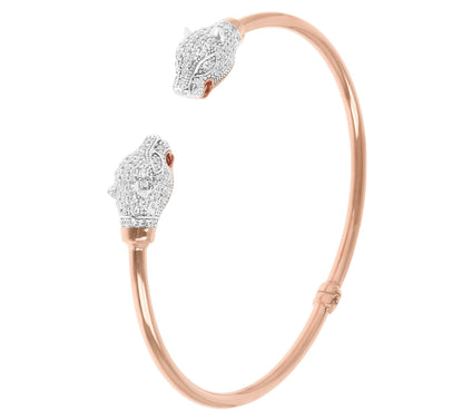 Diamonique 1.45 cttw Panther Head Hinged Cuff,Sterling