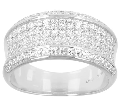Diamonique 0.90cttw Pave' Set Concave Band Ring , Sterling