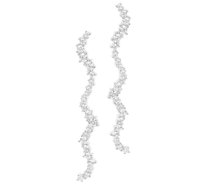 Diamonique 0.65 cttw Wave Design Earrings, Sterling Silver