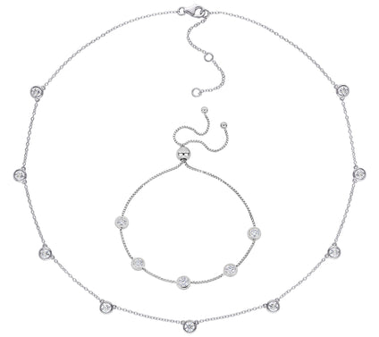 MoissanIce Moissanite Bracelet & Necklace Set, Sterling