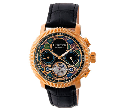Heritor Automatic Men's Aura Stainless Rose and Black Watch