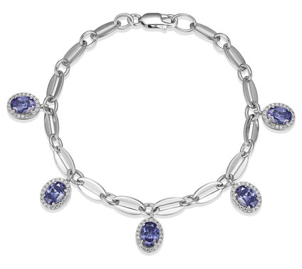 Diamonique 6.15 cttw Charm Bracelet, Sterling Silver