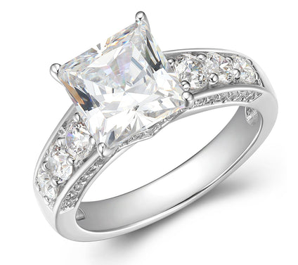 Diamonique 5.75 cttw Princess Cut Ring, Sterling Silver