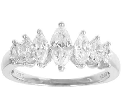 Diamonique 1.40 cttw Marquise Band Ring, Sterling Silver