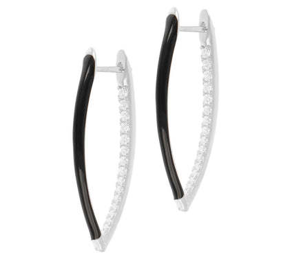 Diamonique 0.55 cttw Enamel Hoop Earrings, Sterling Silver
