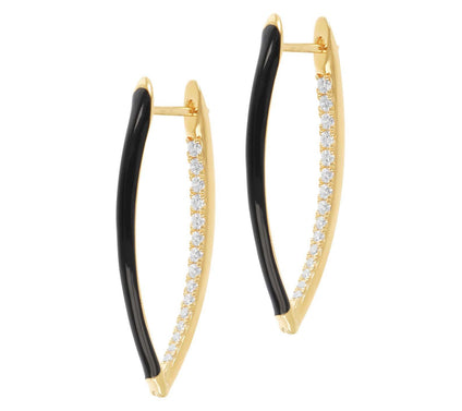 Diamonique 0.55 cttw Enamel Hoop Earrings, 14K Gold Plated