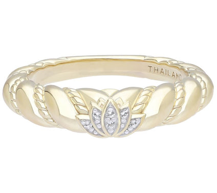 Goddaughters 14K Gold Clad White Topaz Lotus Ring