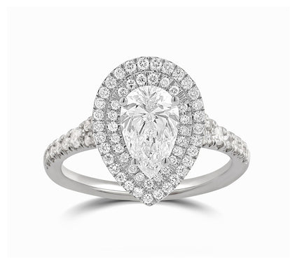Diamonique 0.95 cttw Double Halo Engagement Ring, Sterling