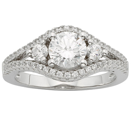 Diamonique 0.50 cttw Engagement Ring, Sterling Silver