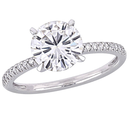 MoissanIce Moissanite 1.85 cttw & Diamond Accent Ring, 14K