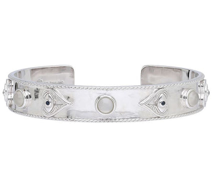 Goddaughters Sterling Angel Eyes Moonstone & Sapphire Cuff
