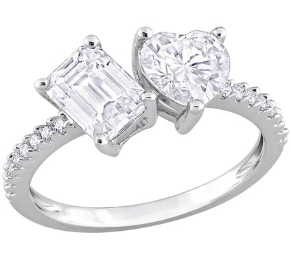MoissanIce 2.10 cttw Moissanite Pave Split BandRing, Sterling