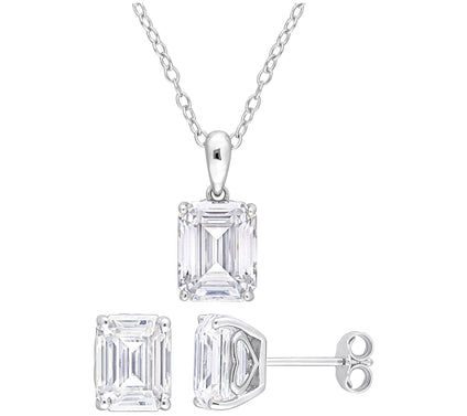 MoissanIce 7.50 cttw Earrings & Necklace Set, S terling Silver