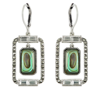 Suspicion Sterling Baguette Gemstone & Marcasite Earrings