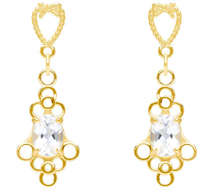 Goddaughters 14K Gold Clad White Topaz Love Knot Earrings