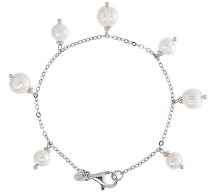 Honora Cultured Pearl Dangle Bracelet, Sterling Silver