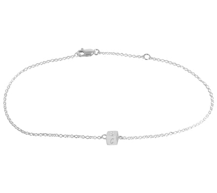 Sterling Silver Personalized Mini Cube Ankle Br acelet
