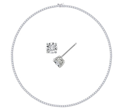 Diamonique 16.10 cttw Necklace & Earrings Set,Sterling Silver