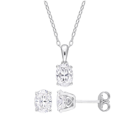 MoissanIce 2.85 cttw Moissanite Necklace & Earrings, Sterling