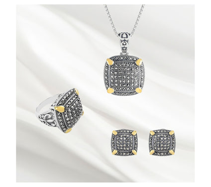 Suspicion Two-Tone Sterling Marcasite StatementRing