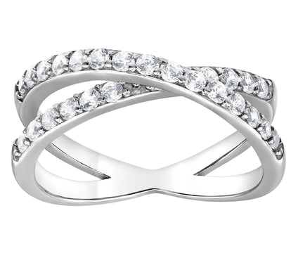 Diamonique 1.15 cttw Criss Cross Wedding Ring,Sterling Silver