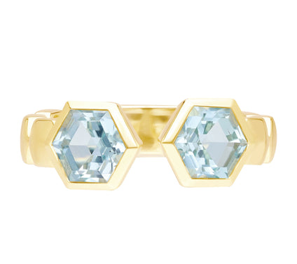 Goddaughters 14K Gold-Clad Blue Topaz Hexagon Ring